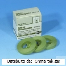 Cartina indicatrice pH  4,0 -  7,0 mm 7x5 mt senza scala cromatica in rotolo cf.3 pz. MN 90227