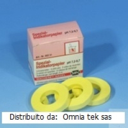 Cartina indicatrice pH  7,2 -  9,7 mm 7x5 mt senza scala cromatica in rotolo cf.3 pz. MN 90231