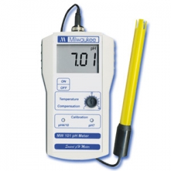 pH portatile per misurazione ph range 0,0 ... 14,00 risol. ph 0,01 con elettrodo e cacciavite per calibrazione - MW101