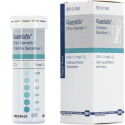 QUANTOFIX® CLORO SENSIBILITA' AL CLORO 1 Strisce analitiche per la determinazione semi-quantitativa range 0- 1,2 mg/l cf.50 strisce MN 91360